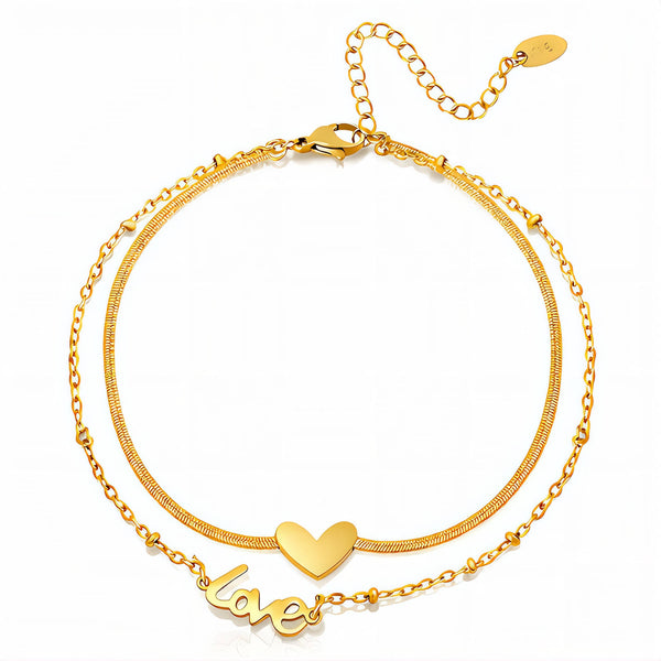 Love Heart Gold Anklet
