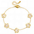 Gold White Clover Bracelet