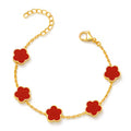 Gold Red Clover Bracelet